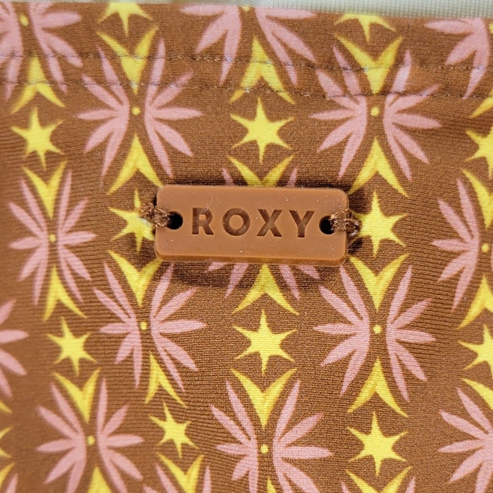 Roxy Ray Of Sunshine One-piece Swimsuit Large Brown Geometric Ruched High Cut - Picture 8 of 13